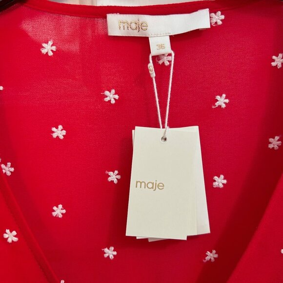 Maje Raola floral-embroidered dress /SIZE 36 (U.S. Small) - Picture 4 of 14